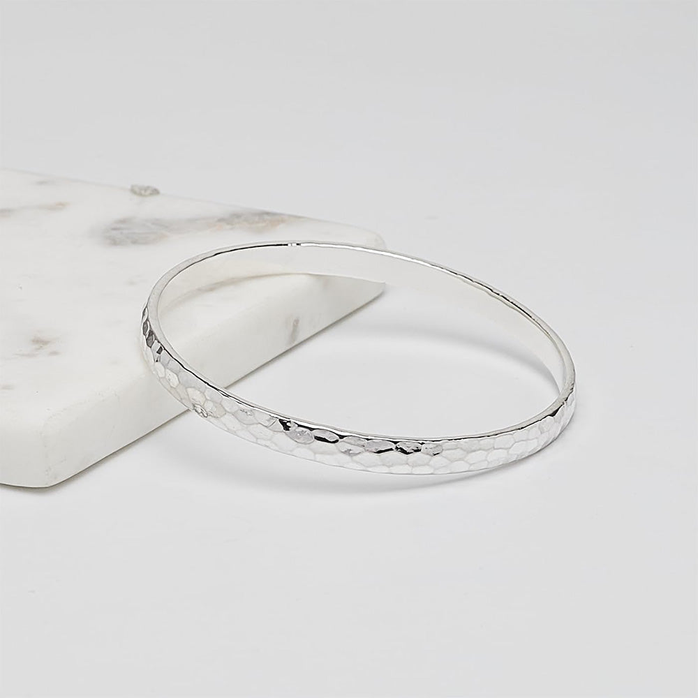 solid handmade silver bangle