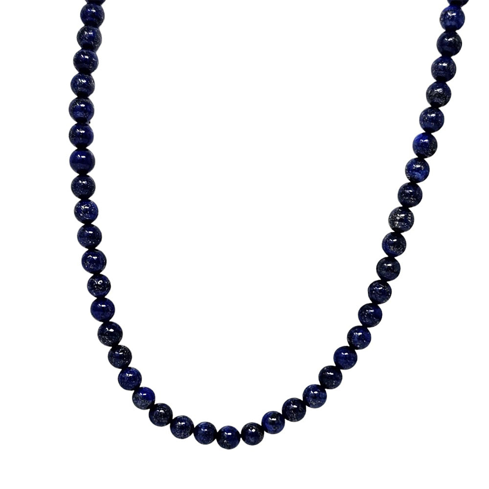 Mens Gemstone Beaded Necklace Chain | 8mm Beaded Necklace for Men Tigers eye, Blue Lapis Lazuli, Black Agate | Length 50cm, 55cm and 60cm
