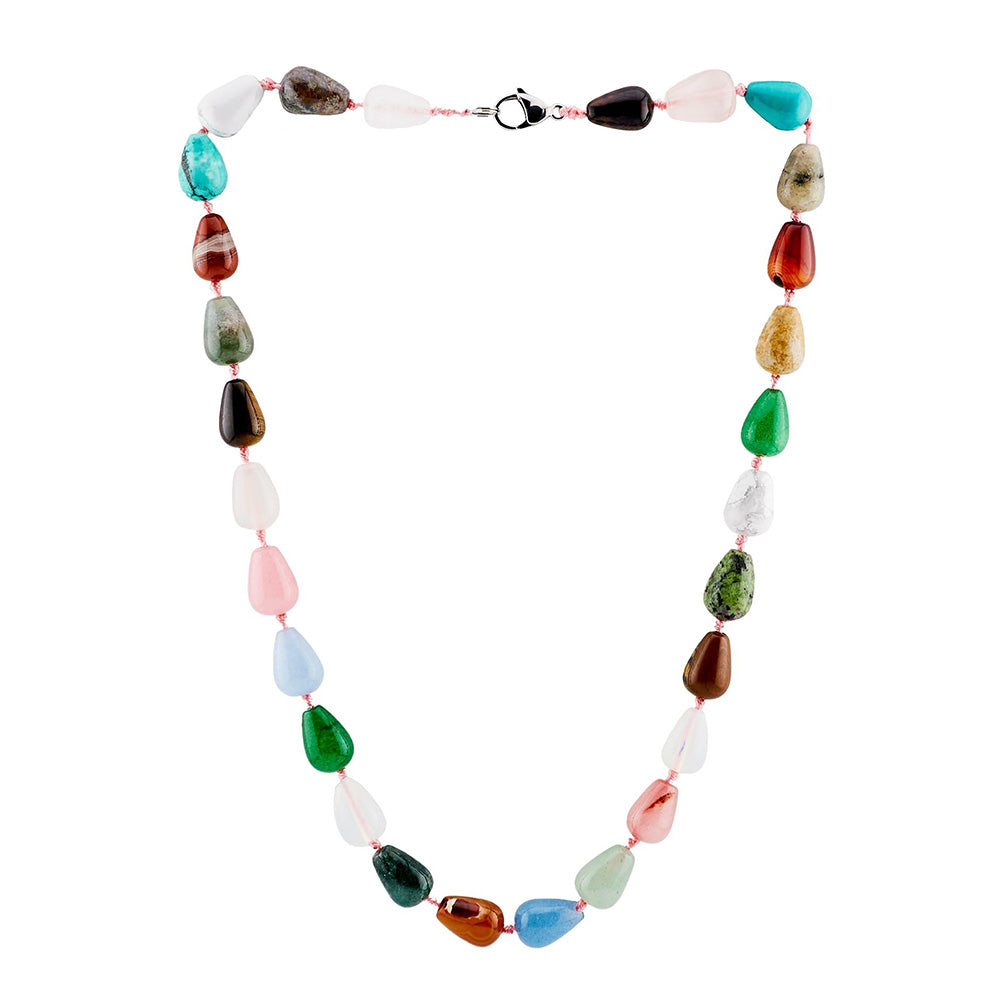 multicolour gemstone beaded necklace