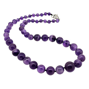 Womens 6-14MM Natural Gemstone Beaded Necklace | Gemstone choice: Amethyst, Rose Quartz, Blue Turquoise, Green Agate, Blue Lapis Lazuli, Black, Pink Agate