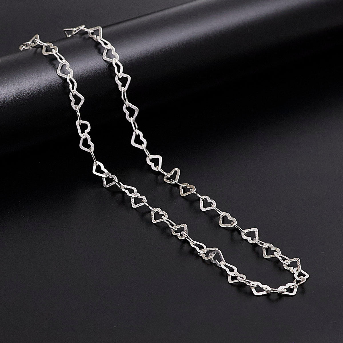 Womens Silver Heart Links Chain Necklace | 925 Silver Italian Chain Necklace for Women Girls Heart Design