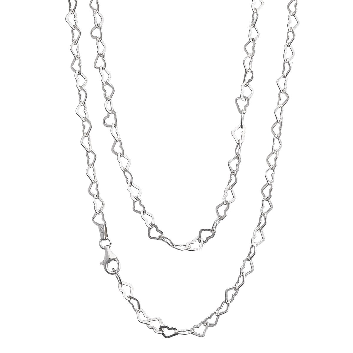 Womens Silver Heart Links Chain Necklace | 925 Silver Italian Chain Necklace for Women Girls Heart Design