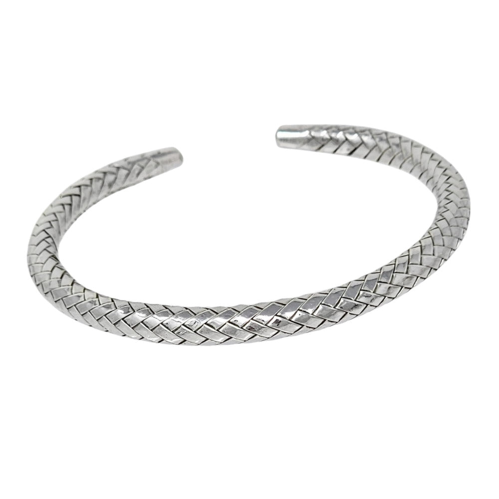 925 Sterling Silver Woven Torque Bangle for Men