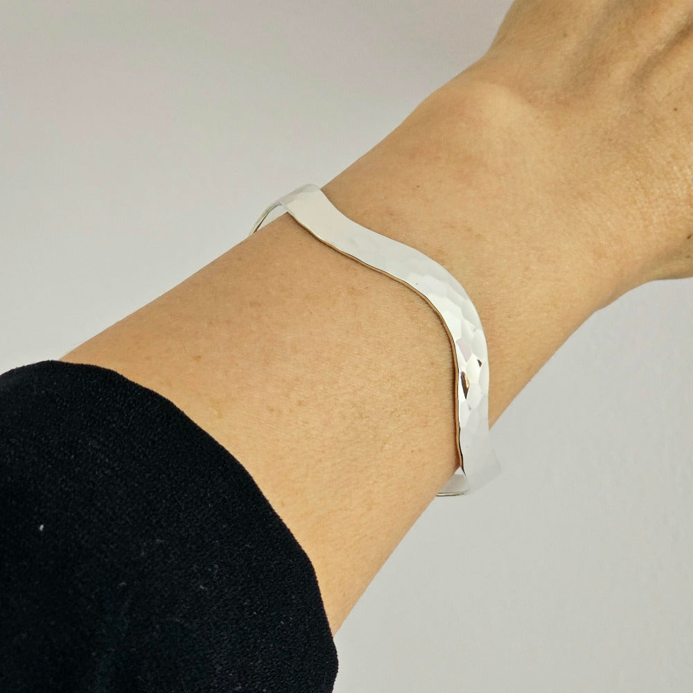 Hammered silver bangle for women girls