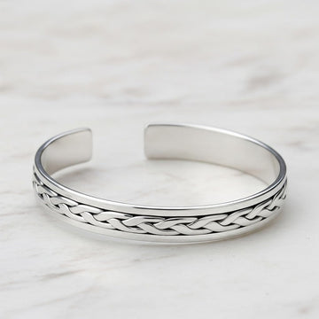 celtic braided silver bangle for men