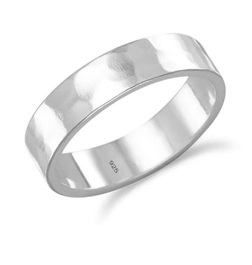 6mm band hammered silver ring for men women