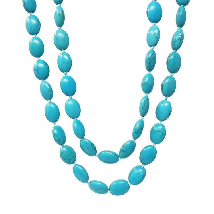 Womens Blue Turquoise Gemstone Necklace