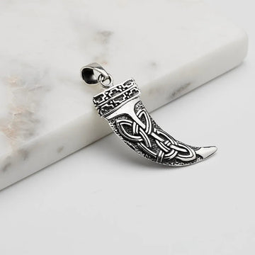 Mens Celtic Viking Horn 925 Sterling Silver Pendant