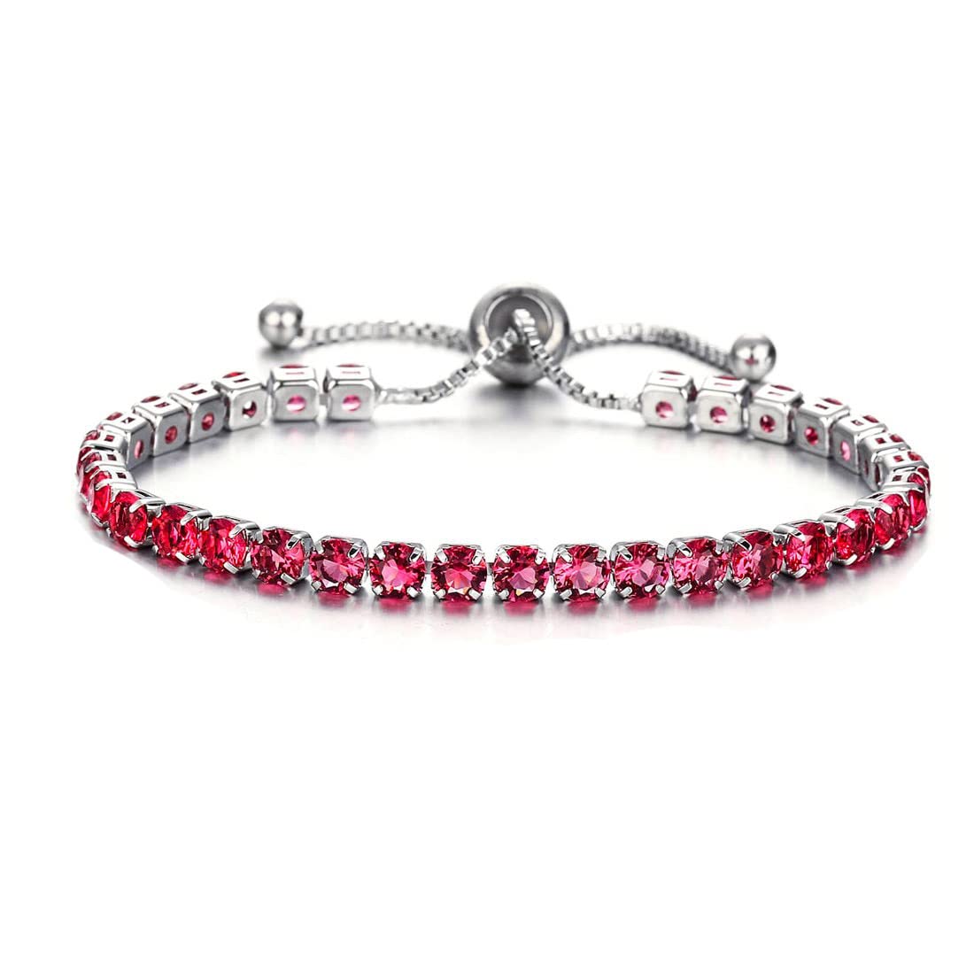 CZ Crystal Tennis Bracelet for Women and Girls | Red Cubic Zirconia Cystal Charm Bracelet