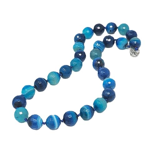 Chunky blue agate necklace for women