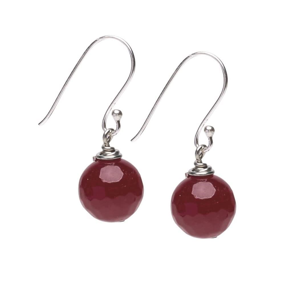 Womens Handmade Natural Deep Rose Agate Dangle Drop Earrings