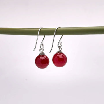 Stunning Womens Handmade Natural Deep Rose Agate Dangle Drop Earrings