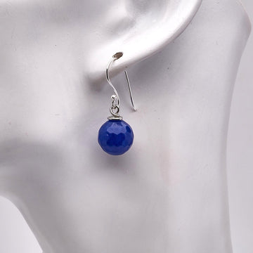 Stunning Womens Handmade Natural Blue Agate Dangle Drop Earrings