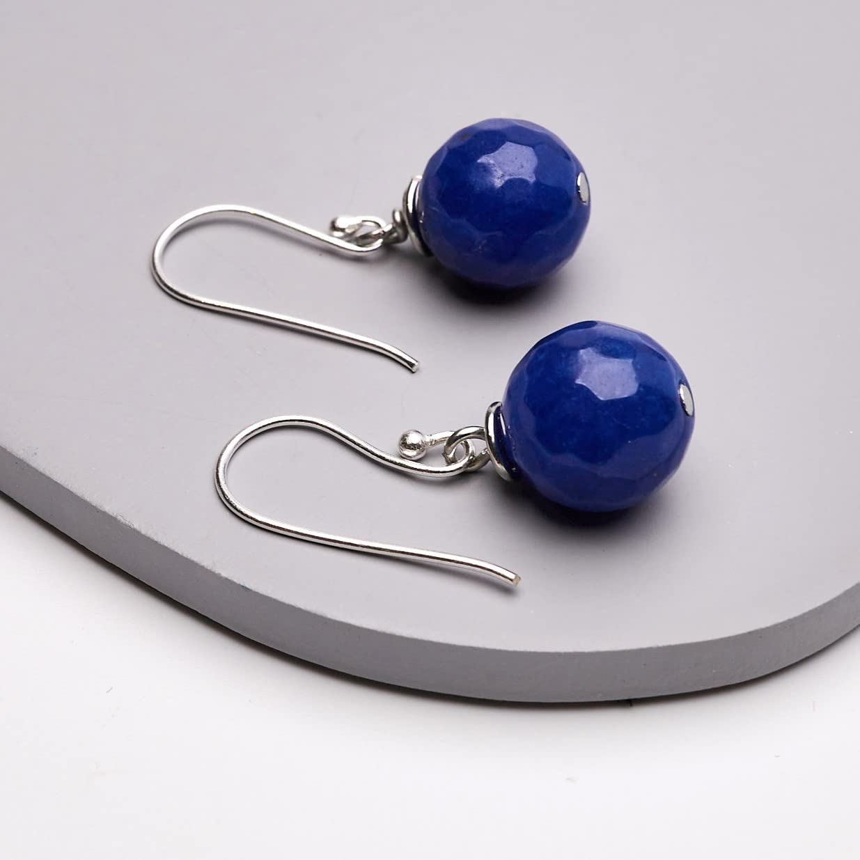 Gorgeuos Womens Handmade Natural Blue Agate Dangle Drop Earrings