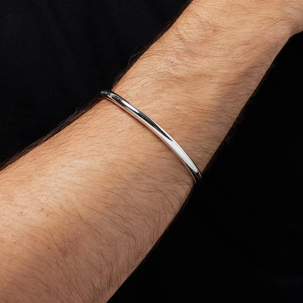 mens plain silver torque bangle