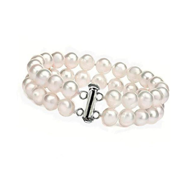 Womens White Freshwater Pearl Bracelet