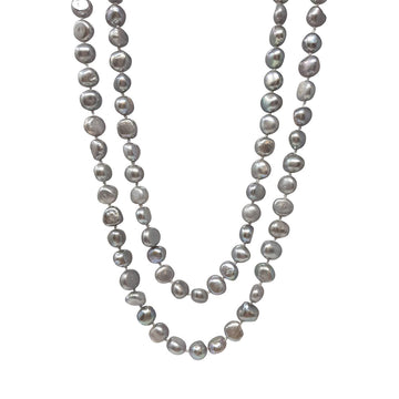 pearl necklace for women grey 48IN