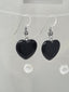 Stunning Women's Handmade Natural Black Agate Gemstone Heart Shape Sterling Silver Drop Earrings