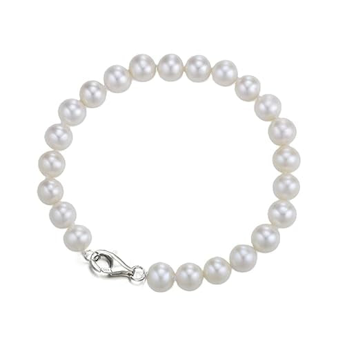Handmade 7mm Lobster Clasp White Freshwater A Grade Pearl Bracelet for Women