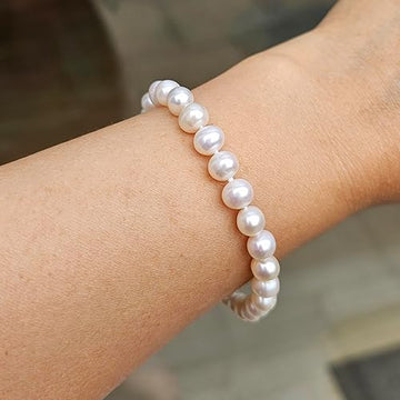 Handmade 7mm Lobster Clasp White Freshwater A Grade Pearl Bracelet for Women