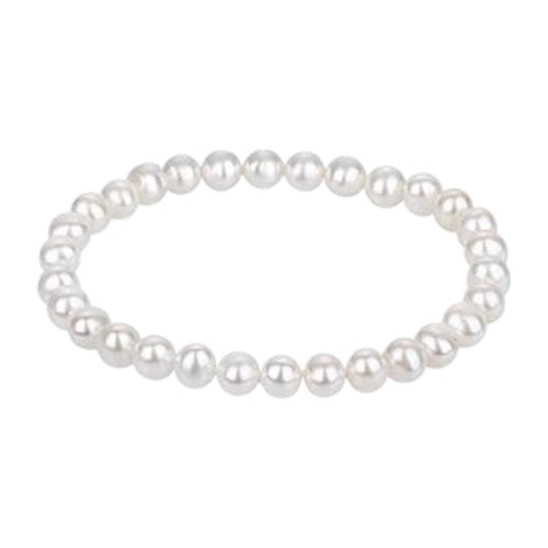 Handmade 7mm Stretchy White Freshwater A Grade Pearl Bracelet for Women