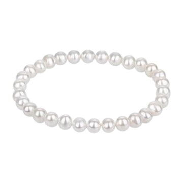Handmade 7mm Stretchy White Freshwater A Grade Pearl Bracelet for Women