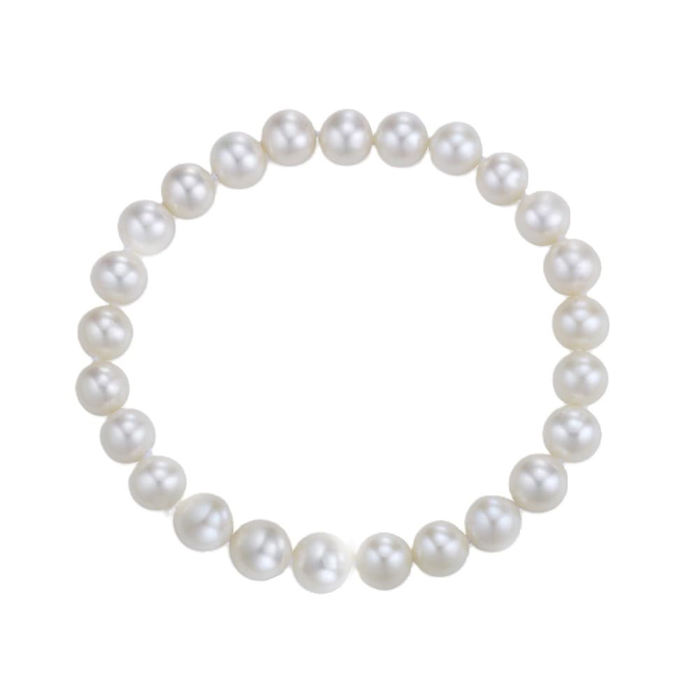 Handmade 8-9mm White Freshwater AA Grade Pearl Stretchy Bracelet for Women