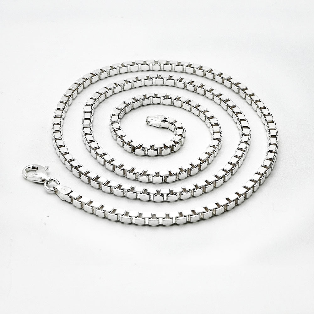Womens Mens 3.3mm 925 Sterling Silver Box Chain Necklace