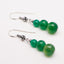 Stunning Women's Natural Gemstone Triple Bead and Sterling Silver Dangle Drop Earrings Handmade Green Agate