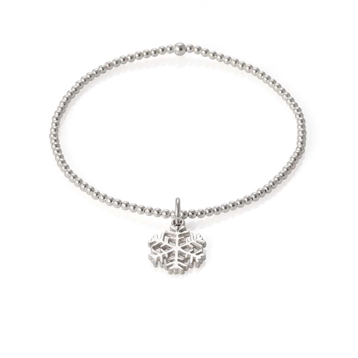 womens sterling silver snowflake charm beaded bracelet