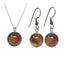 womens tiger eye gemstone drop earrings pendant set