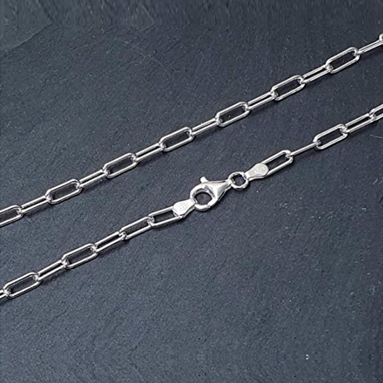 Womens Silver Paperclip Chain Necklace