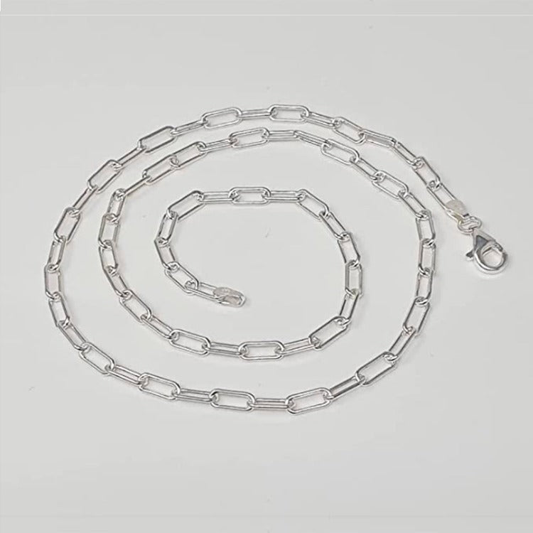 Womens Silver Paperclip Chain Necklace