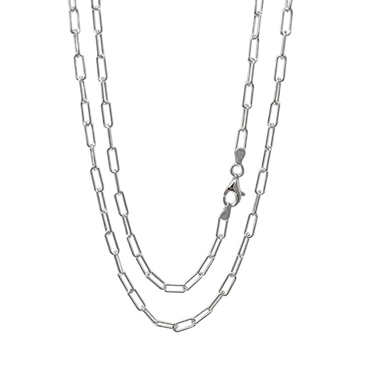 Womens Silver Paperclip Chain Necklace