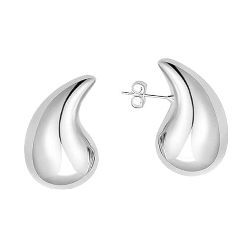Chunky 925 Sterling Silver Teardrop Stud Earrings for Women and Girls
