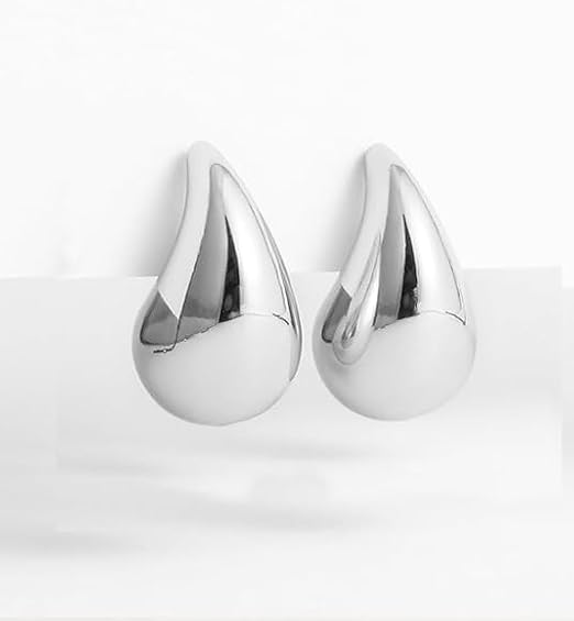 Chunky 925 Sterling Silver Teardrop Stud Earrings for Women and Girls