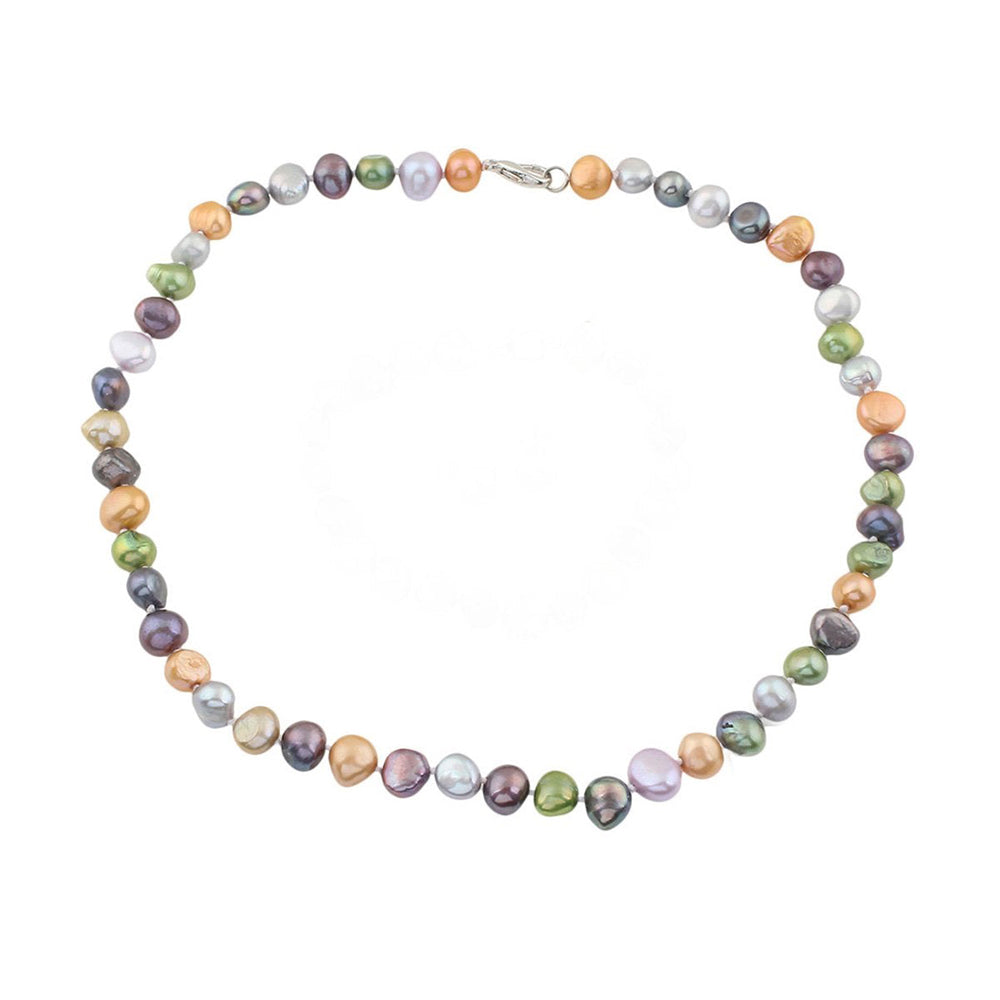 Womens 8-9mm Multi-coloured Pearl Necklace