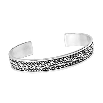 Mens 925 Sterling Silver Open Cuff Bangle Bracelet Adjustable Size