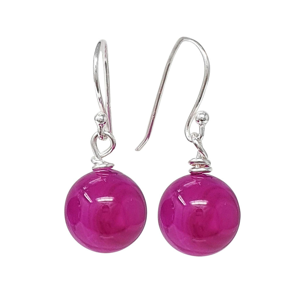 womens pink agate drop earrings 