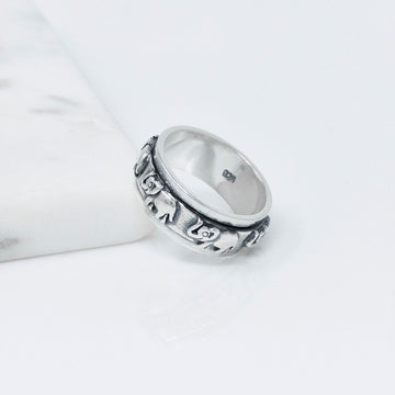 Sterling Silver Elephant Spin Ring