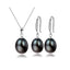 black pearl pendant and drop earring set