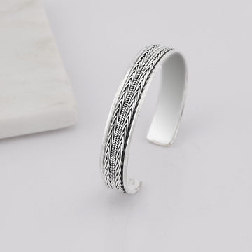 Braided Chain Design Sterling Silver Bangle