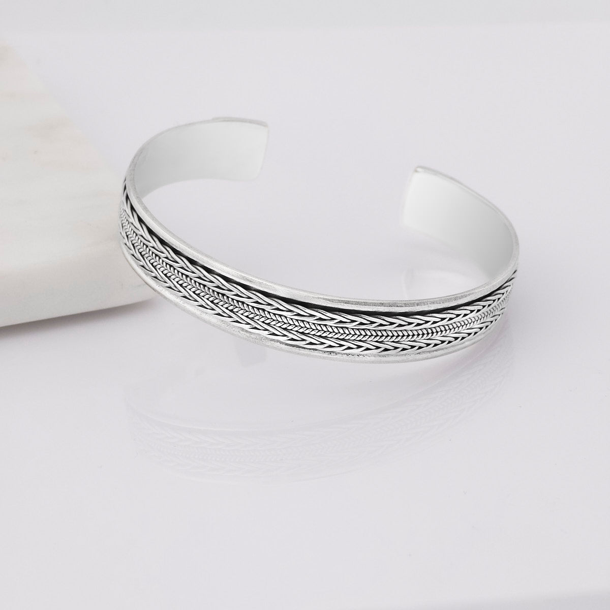 Sterling Silver Bangle Braided Chain Design 