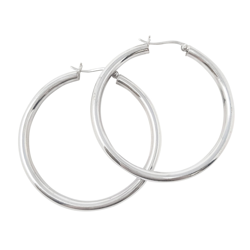 Chunky Women large silver hoop earrings