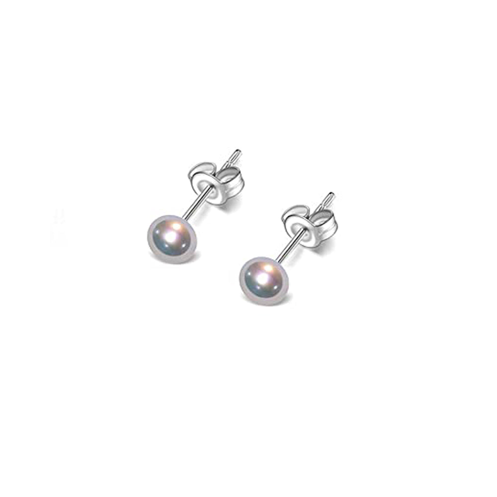 grey 5mm pearl earrings