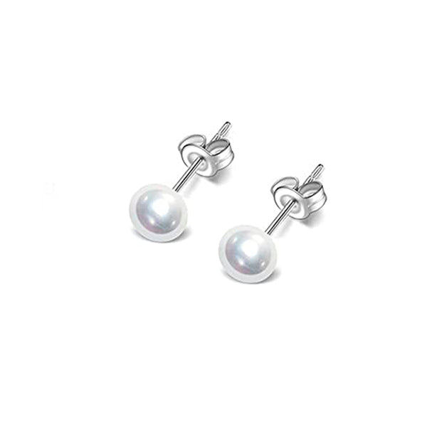 Sterling Silver & 6mm Freshwater Pearl Pull Through Earrings