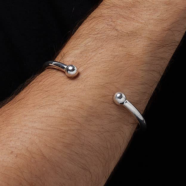 mens silver torque bangle bracelet