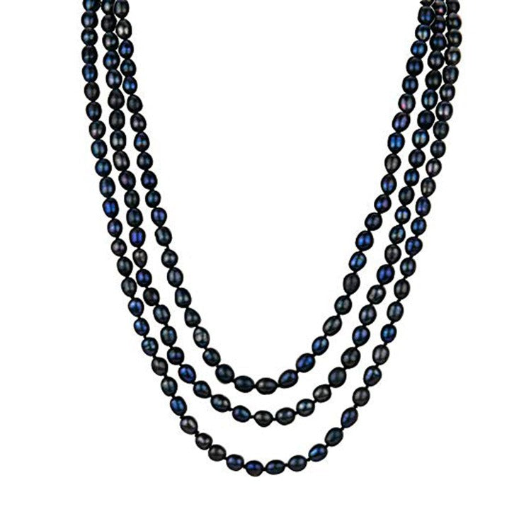 Black  Long Pearl Necklace for Women