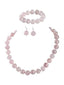 Women's light pink Gemstone Necklace, Bracelet and earrings set