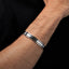 Sterling Silver Double Lines Cuff Bangle for Men